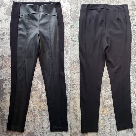 Karl Lagerfield Paris Black Vegan Leather Front Panel Legging Pants - Picture 2 of 7